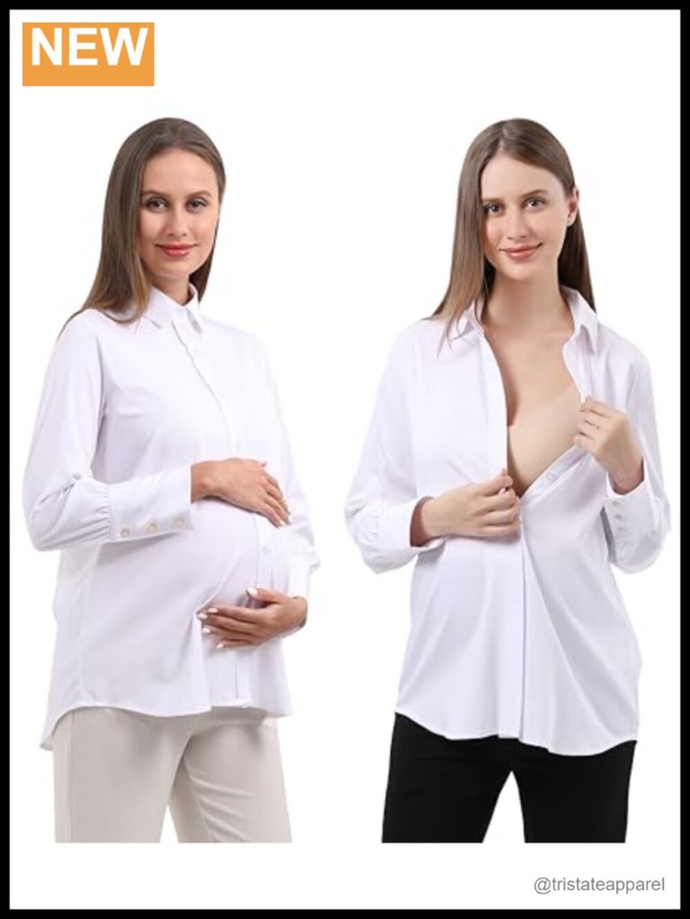 Maternity Button Down Shirt Long Sleeve Formal Blouse for Work